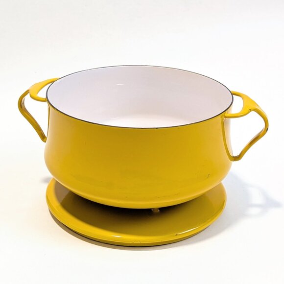 Vintage Dansk Design IHQ France Kobenstyle Yellow Enamel 2 Qt Stock Pot w/Lid - Picture 5 of 16